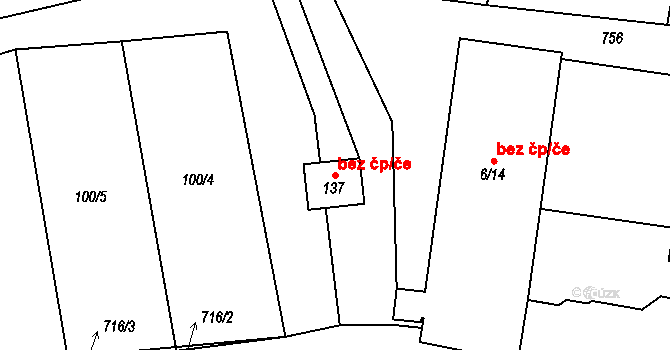 Libochovice 41139828 na parcele st. 137 v KÚ Poplze, Katastrální mapa