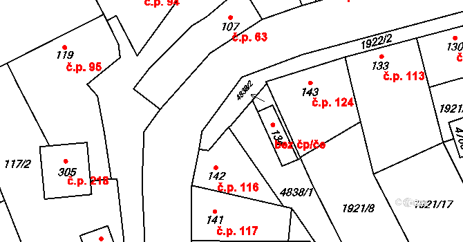 Prusy-Boškůvky 43402828 na parcele st. 134 v KÚ Moravské Prusy, Katastrální mapa