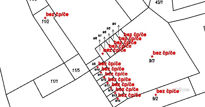 Vrdy 44038828 na parcele st. 9/8 v KÚ Dolní Bučice, Katastrální mapa