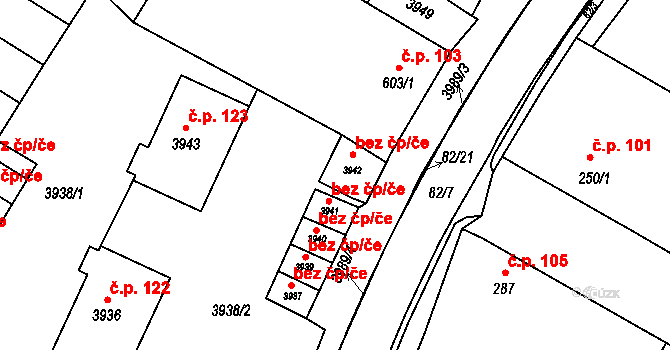 Těšetice 47493828 na parcele st. 3942 v KÚ Těšetice u Znojma, Katastrální mapa