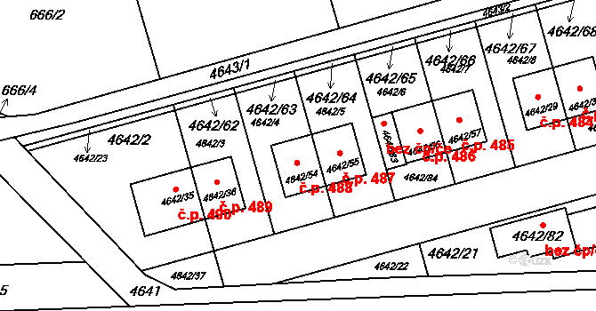 Syrovice 488 na parcele st. 4642/54 v KÚ Syrovice, Katastrální mapa