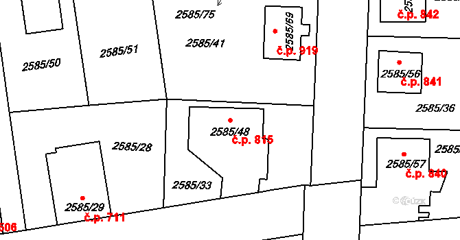 Protivín 815 na parcele st. 2585/48 v KÚ Protivín, Katastrální mapa