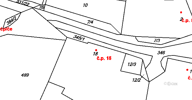 Boješice 15, Mirovice na parcele st. 18 v KÚ Boješice, Katastrální mapa