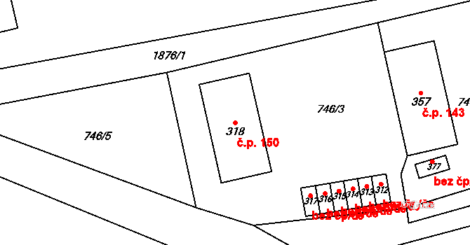 Dolní Libchavy 150, Libchavy na parcele st. 318 v KÚ Dolní Libchavy, Katastrální mapa