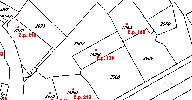 Choceňské Předměstí 138, Vysoké Mýto na parcele st. 2966 v KÚ Vysoké Mýto, Katastrální mapa