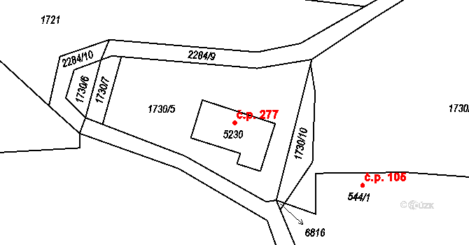 Beroun-Město 277, Beroun na parcele st. 5230 v KÚ Beroun, Katastrální mapa