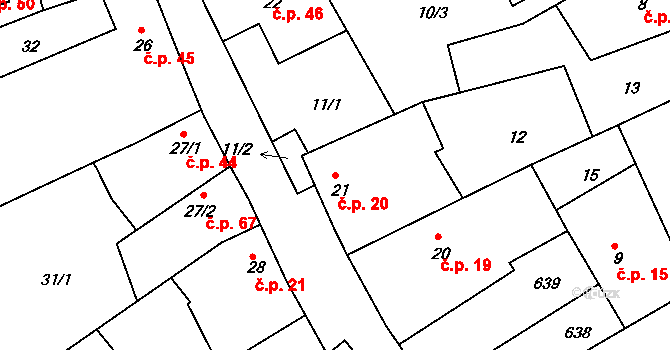 Tachlovice 20 na parcele st. 21 v KÚ Tachlovice, Katastrální mapa