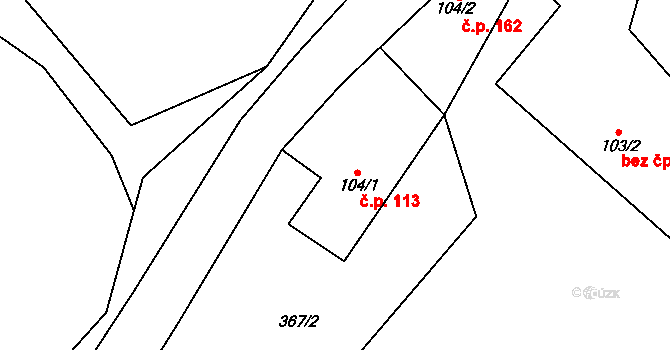Zdoňov 113, Teplice nad Metují na parcele st. 104/1 v KÚ Zdoňov, Katastrální mapa