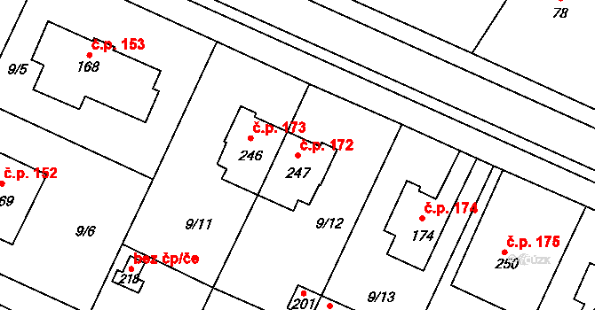 Srch 172 na parcele st. 247 v KÚ Srch, Katastrální mapa