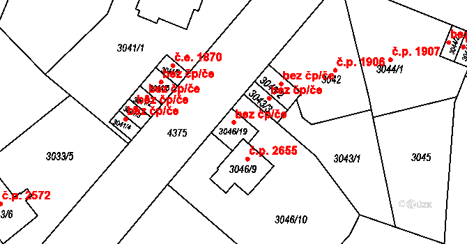 Teplice 77828828 na parcele st. 3046/19 v KÚ Teplice, Katastrální mapa