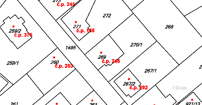 Olomučany 246 na parcele st. 269 v KÚ Olomučany, Katastrální mapa
