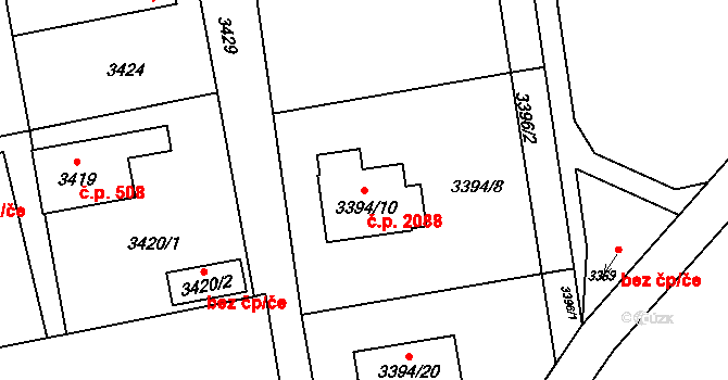 Petřvald 2088 na parcele st. 3394/10 v KÚ Petřvald u Karviné, Katastrální mapa