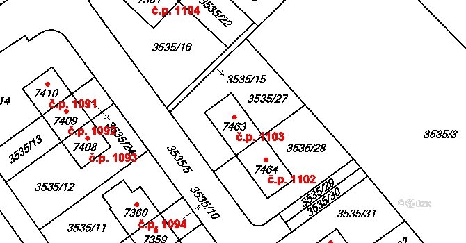 Chrudim II 1103, Chrudim na parcele st. 7463 v KÚ Chrudim, Katastrální mapa