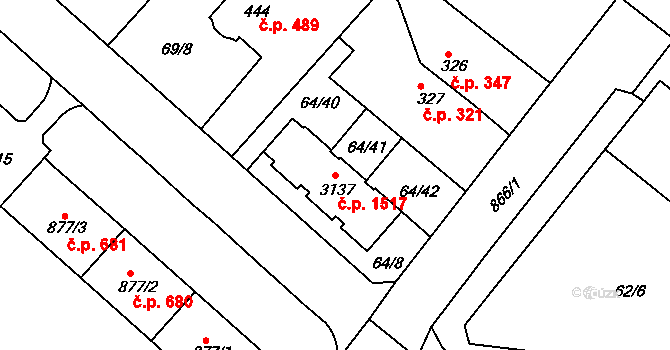 Neratovice 1517 na parcele st. 3137 v KÚ Neratovice, Katastrální mapa