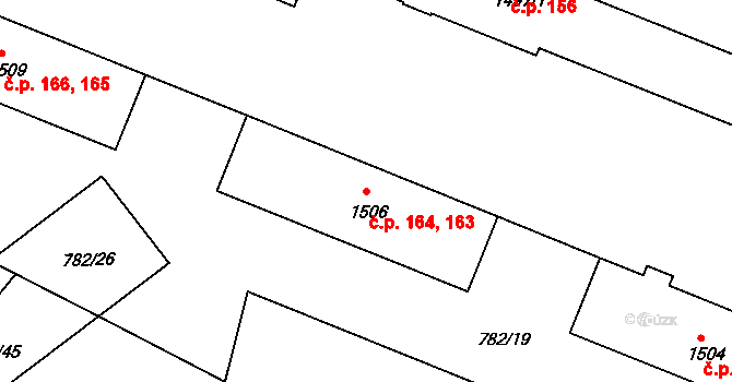 Nádražní Předměstí 163,164, Český Krumlov na parcele st. 1506 v KÚ Český Krumlov, Katastrální mapa