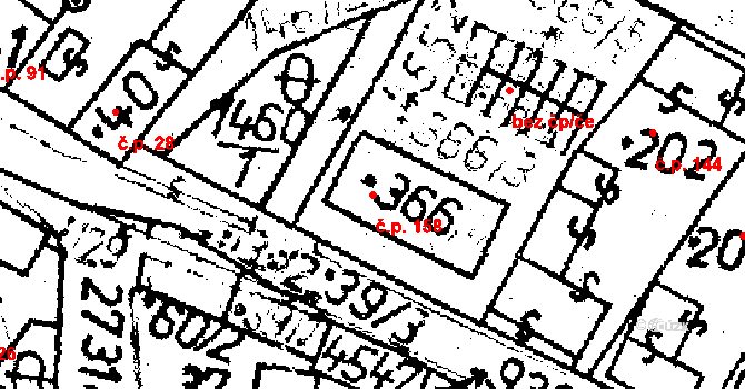 Lukavec 158 na parcele st. 366/4 v KÚ Lukavec u Pacova, Katastrální mapa
