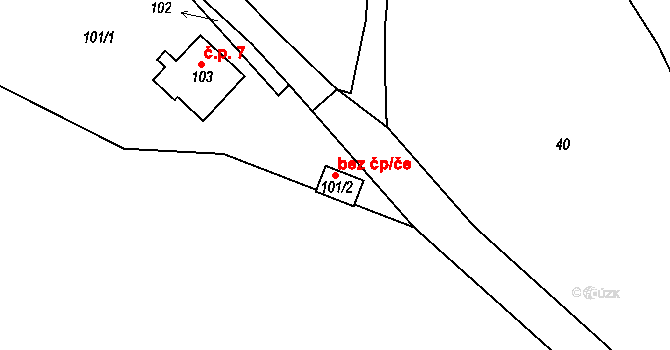 Petrovice 93976828 na parcele st. 101/2 v KÚ Radešín, Katastrální mapa