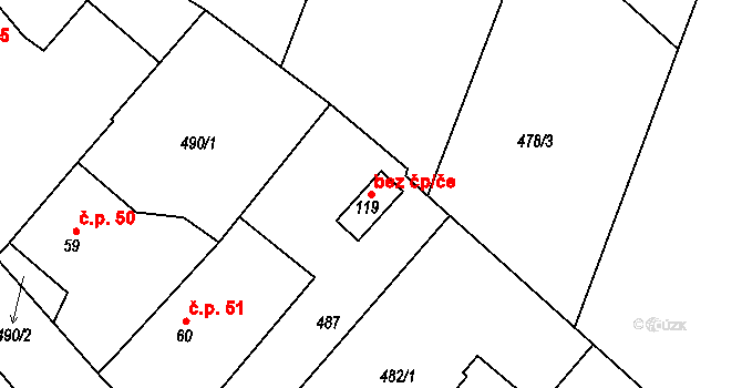 Ždánov 100717829 na parcele st. 119 v KÚ Ždánov, Katastrální mapa
