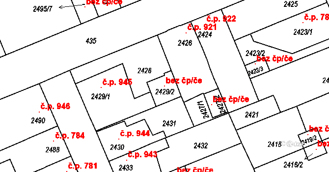 Holešov 104559829 na parcele st. 2429/2 v KÚ Holešov, Katastrální mapa