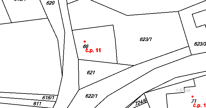 Zásadka 11, Boseň na parcele st. 66 v KÚ Boseň, Katastrální mapa