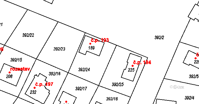 Klení 193, Benešov nad Černou na parcele st. 189 v KÚ Klení, Katastrální mapa
