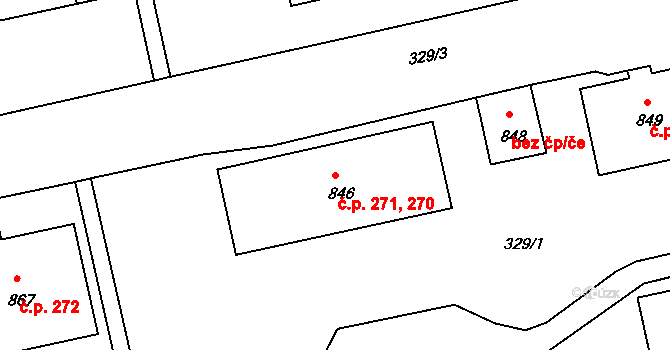 Kamenná 270,271, Jílové na parcele st. 846 v KÚ Jílové u Děčína, Katastrální mapa