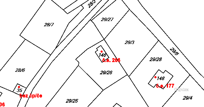 Rounek 266, Vyskytná nad Jihlavou na parcele st. 146 v KÚ Rounek, Katastrální mapa