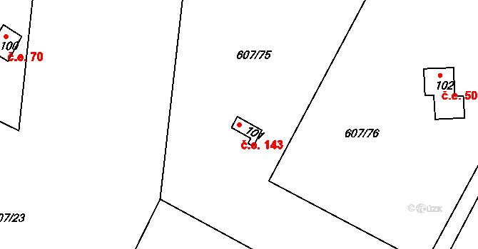 Teletín 143, Krňany na parcele st. 101 v KÚ Teletín, Katastrální mapa