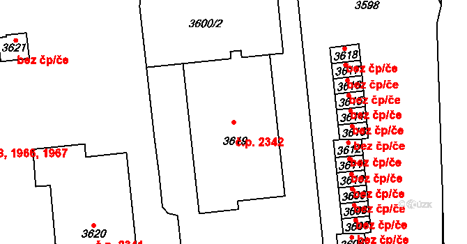 Kročehlavy 2342, Kladno na parcele st. 3619 v KÚ Kročehlavy, Katastrální mapa
