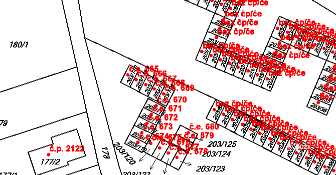 Tachov 669 na parcele st. 203/114 v KÚ Tachov, Katastrální mapa