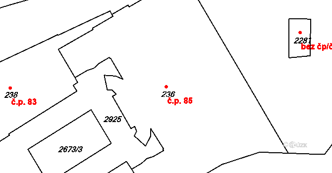 Chrudim IV 85, Chrudim na parcele st. 236 v KÚ Chrudim, Katastrální mapa