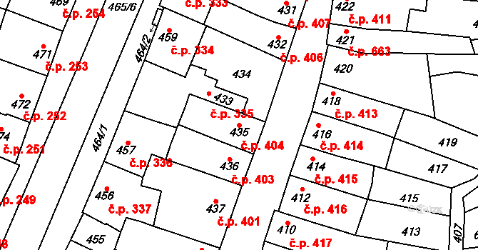Líšeň 404, Brno na parcele st. 435 v KÚ Líšeň, Katastrální mapa