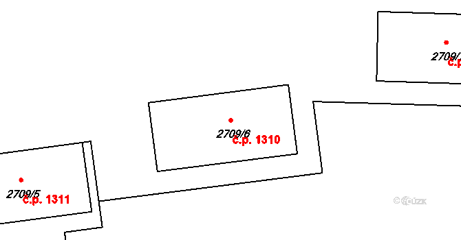 Braník 1310, Praha na parcele st. 2709/6 v KÚ Braník, Katastrální mapa