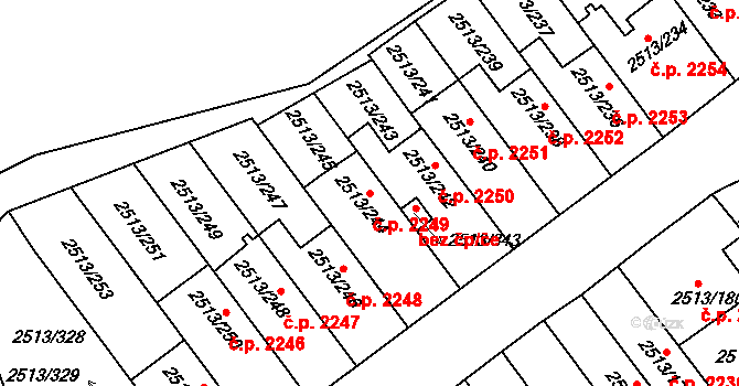 Dejvice 2249, Praha na parcele st. 2513/244 v KÚ Dejvice, Katastrální mapa