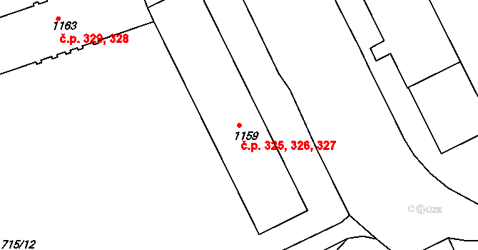 Příbram VII 325,326,327, Příbram na parcele st. 1159 v KÚ Březové Hory, Katastrální mapa