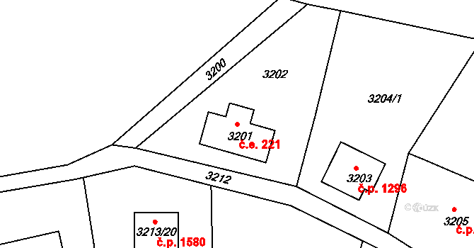 Rumburk 1 221, Rumburk na parcele st. 3201 v KÚ Rumburk, Katastrální mapa