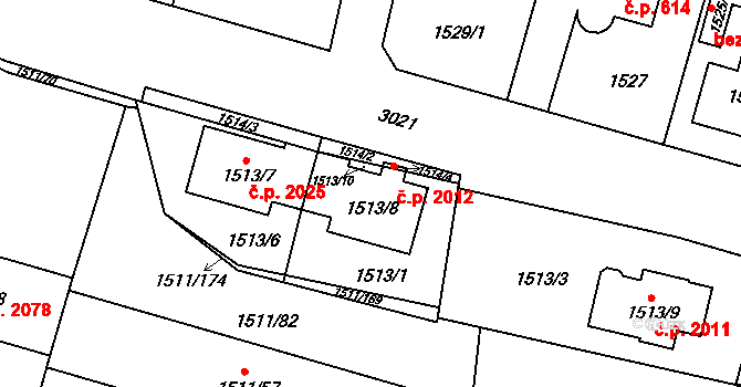 Bolevec 2012, Plzeň na parcele st. 1513/8 v KÚ Bolevec, Katastrální mapa
