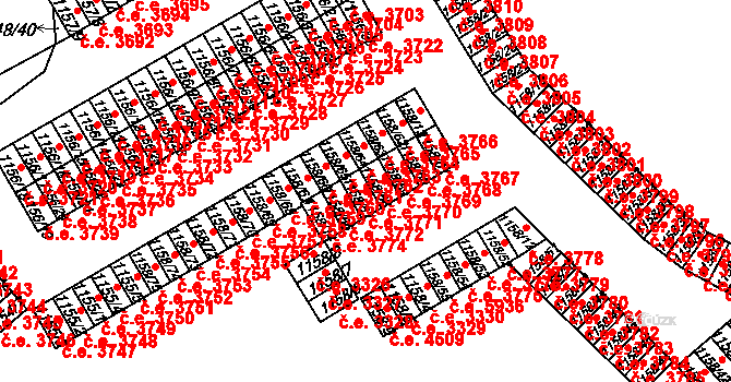 Střekov 3771, Ústí nad Labem na parcele st. 1158/57 v KÚ Střekov, Katastrální mapa