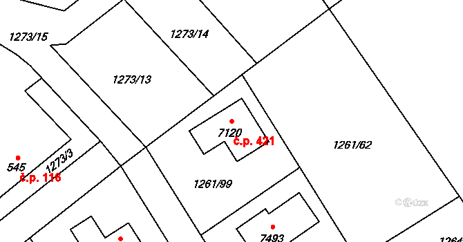 Beroun-Město 421, Beroun na parcele st. 7120 v KÚ Beroun, Katastrální mapa