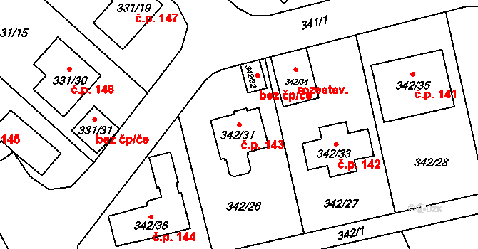 Edrovice 143, Rýmařov na parcele st. 342/31 v KÚ Edrovice, Katastrální mapa