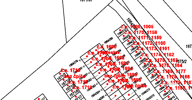 Teplické Předměstí 1690, Bílina na parcele st. 1664/266 v KÚ Bílina, Katastrální mapa