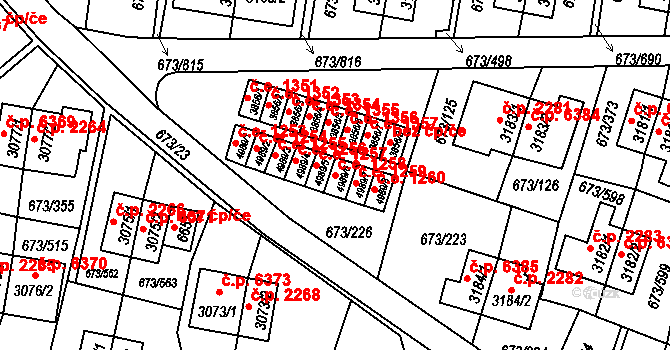 Zlín 1258 na parcele st. 4989/6 v KÚ Zlín, Katastrální mapa