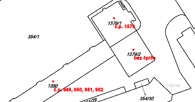 Hrabůvka 949,950,951,952, Ostrava na parcele st. 1380 v KÚ Hrabůvka, Katastrální mapa
