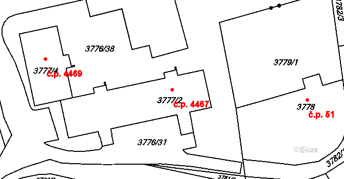 Poruba 4467, Ostrava na parcele st. 3777/2 v KÚ Poruba-sever, Katastrální mapa