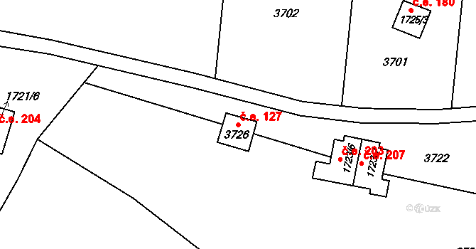 Staré Splavy 127, Doksy na parcele st. 3726 v KÚ Doksy u Máchova jezera, Katastrální mapa