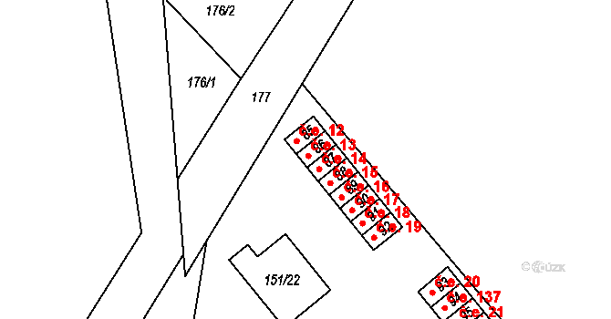 Dolní Rožínka 14 na parcele st. 87 v KÚ Dolní Rožínka, Katastrální mapa