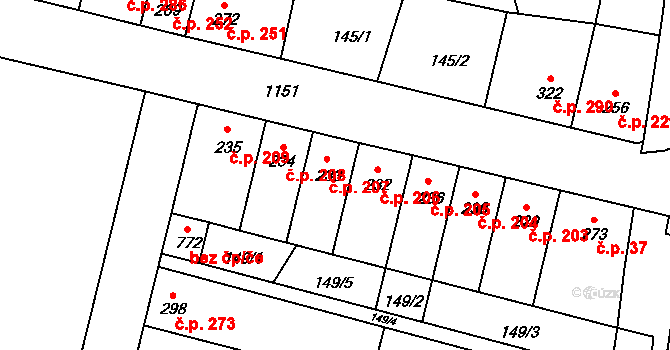 Svratka 207 na parcele st. 233 v KÚ Svratka, Katastrální mapa