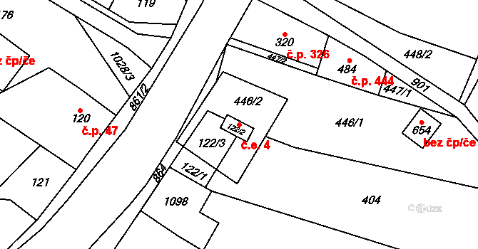 Kovářská 4 na parcele st. 122/2 v KÚ Kovářská, Katastrální mapa