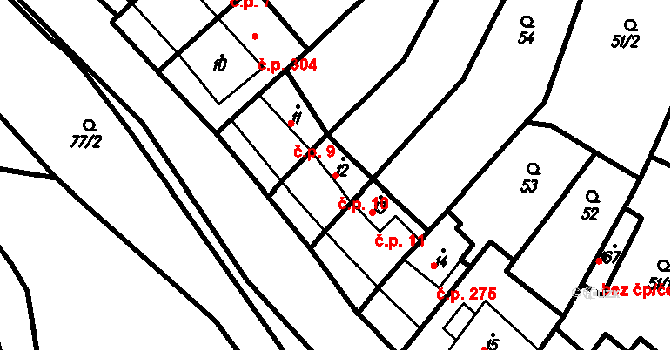 Račice 10, Račice-Pístovice na parcele st. 12 v KÚ Račice, Katastrální mapa