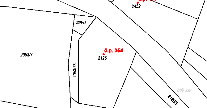 Želechovice nad Dřevnicí 354 na parcele st. 2126 v KÚ Želechovice nad Dřevnicí, Katastrální mapa